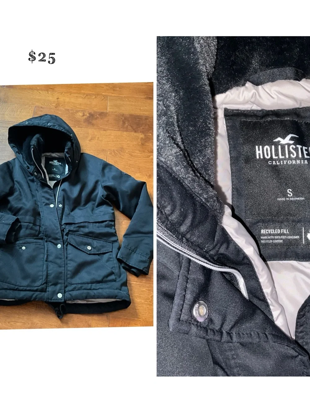 Hollister Kids Black Hooded Puffer Jacket